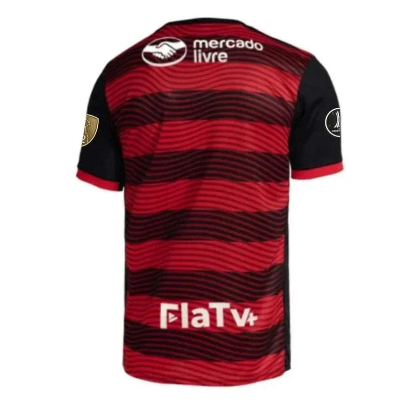 Camisa Flamengo I 22/23 Libertadores 2022 Com Patrocinio e Patch - Adidas Torcedor Masculina - Vermelha e Preta