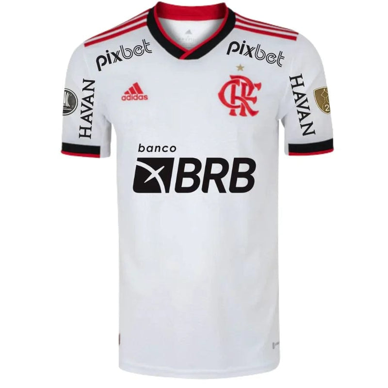 Camisa Flamengo II 22/23 Libertadores 2022 Com Patrocinio e Patch - Adidas Torcedor Masculina - Branca e Vermelha