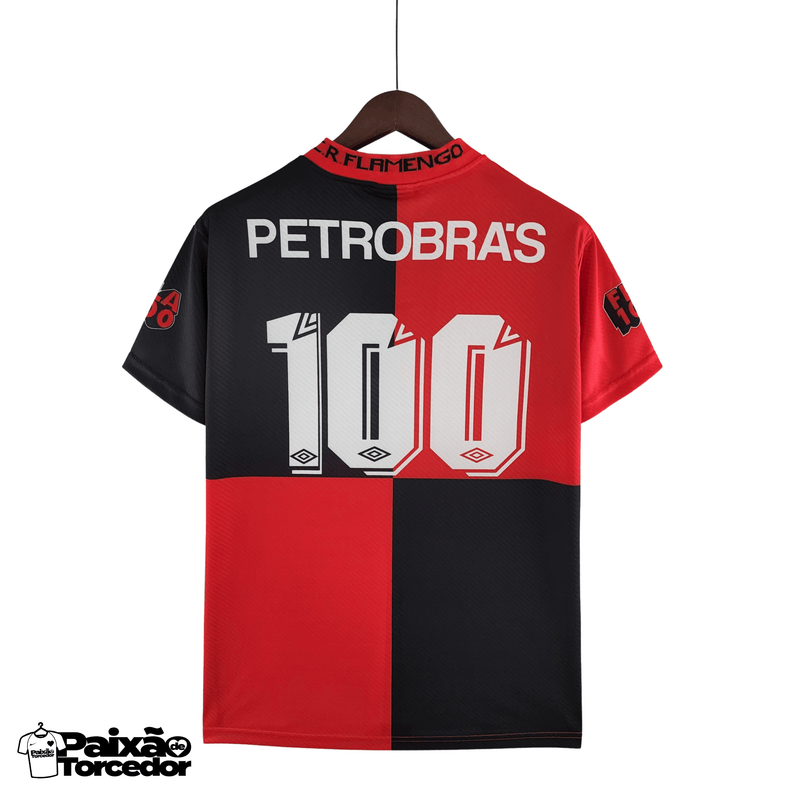 Camisa Flamengo Retro 1994 Centenário - Umbro Torcedor Masculina - Preto e Vermelho