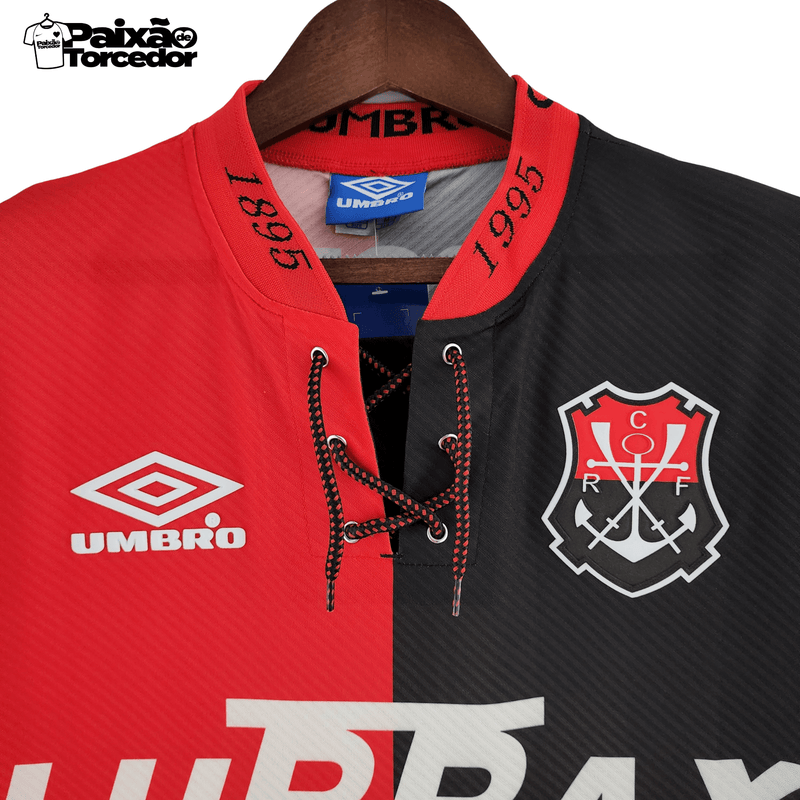 Camisa Flamengo Retro 1994 Centenário - Umbro Torcedor Masculina - Preto e Vermelho