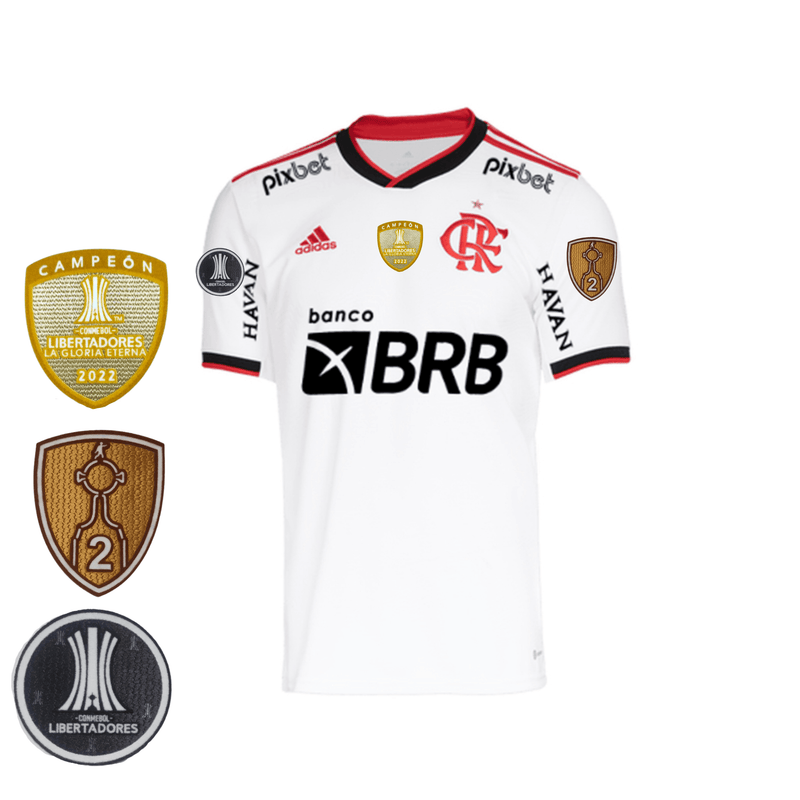 Camisa Flamengo II 22/23 Campeon Libertadores 2022 Com Patrocinios e Patchs - Torcedor Masculina