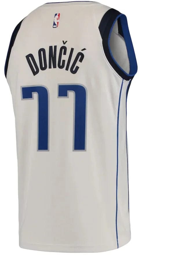 Regata Dallas Mavericks Luka Doncic Nº77 - Torcedor Masculino - Branco e Azul