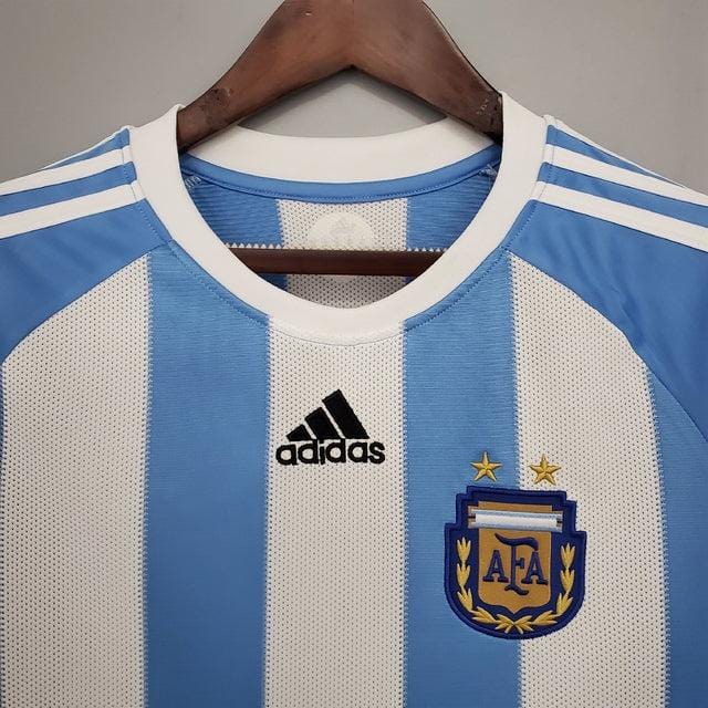 Camisa Argentina Retrô 2010 Torcedor Adidas Masculina - Branca e Azul